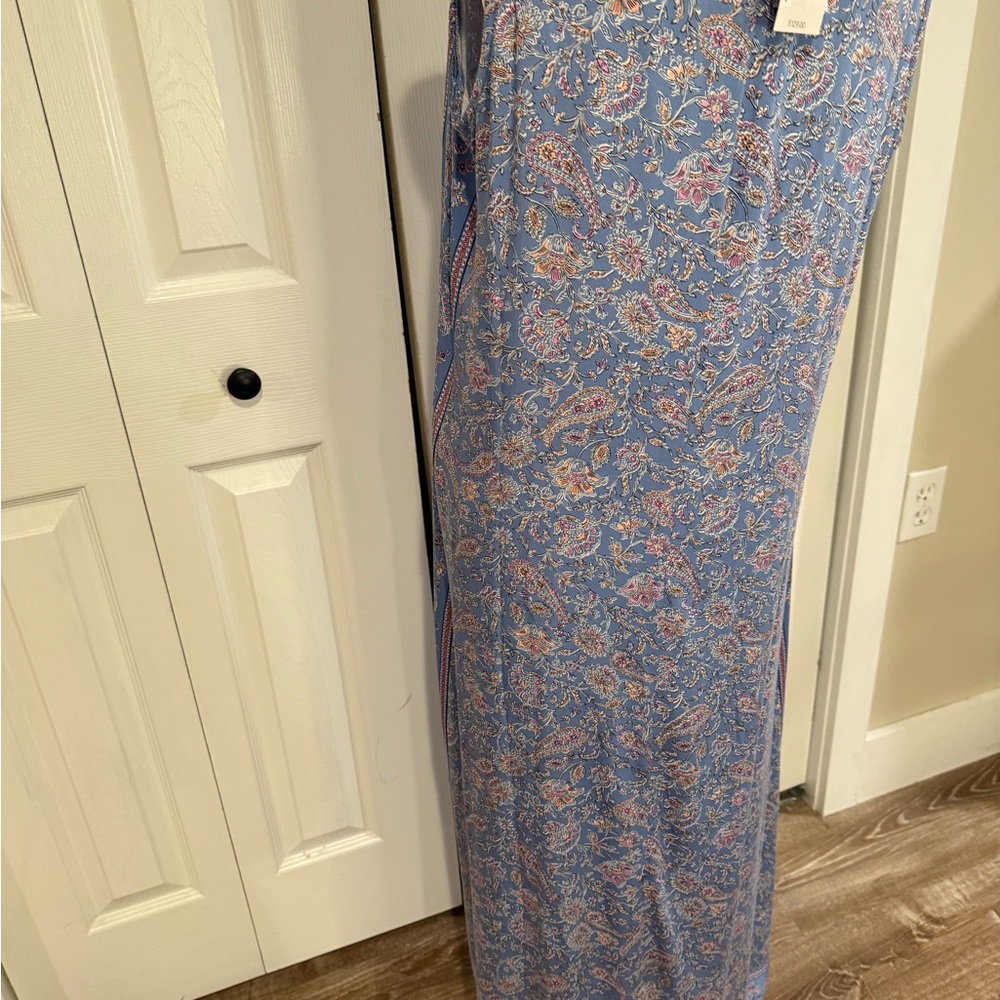 J. Jill, NWT Border Print Maxi Sleeveless Blue Floral Dress, Size M - Picture 10 of 12